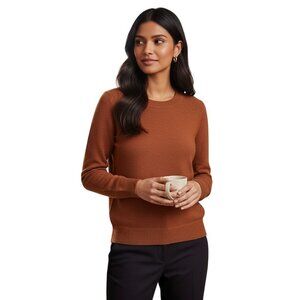 Eileen Fisher Italian Merino Wool Bateau Neck Box Top Sweater Flamenco Size M